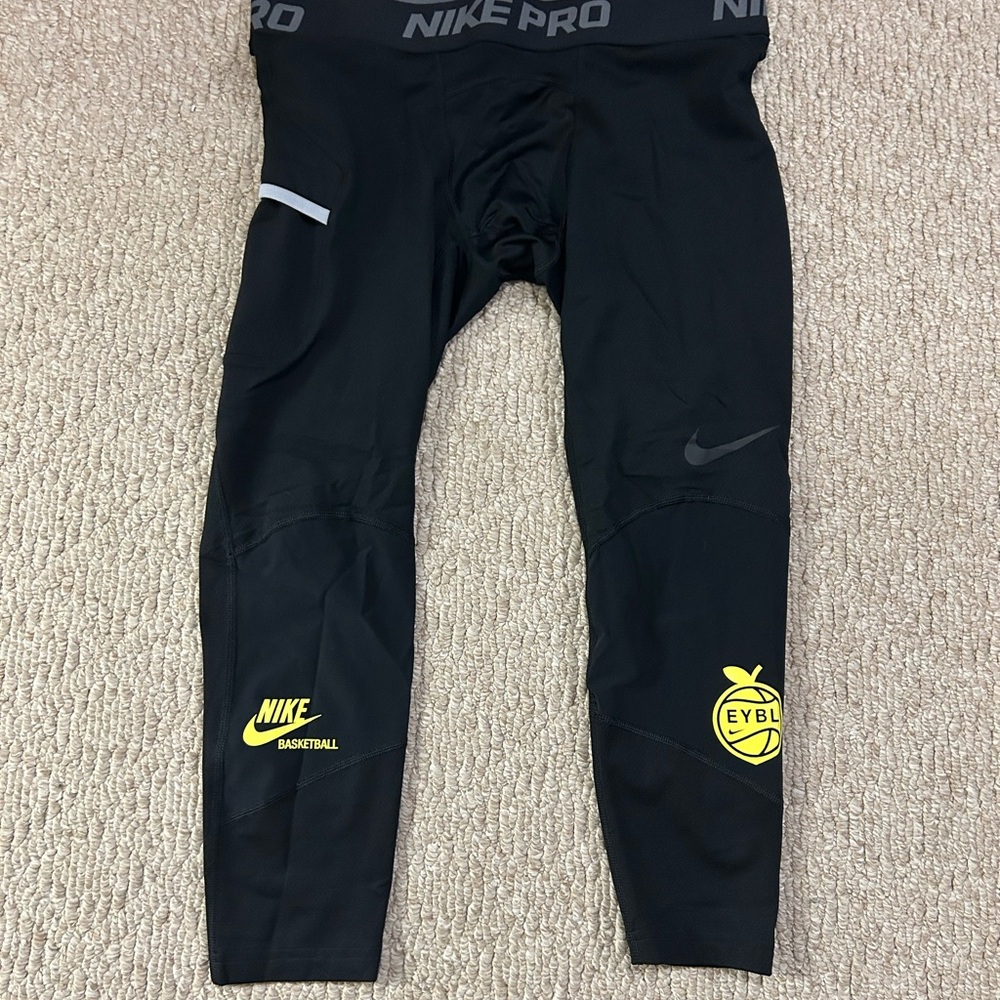 EYBL Nike Pro Black and Yellow Men's Tights